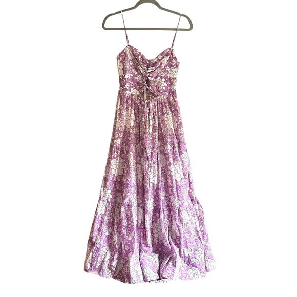 DESERT QUEEN Isabella Floral Tiered Midi Dress Purple NWT 36 - Picture 2 of 6